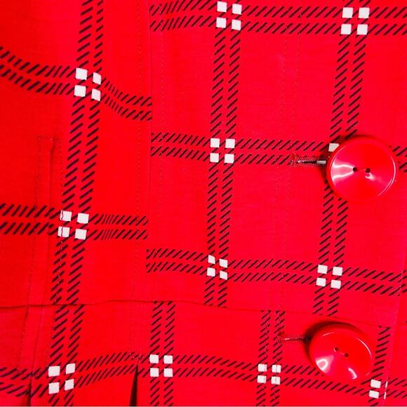 Eden Court red white black plaid mod button holiday peplum preppy jacket medium - Picture 5 of 8